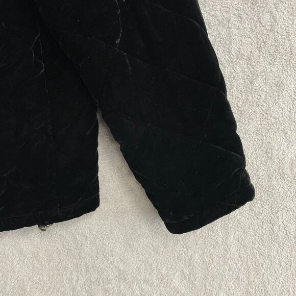 Lauren Ralph Lauren Silk Blend Women's M Black Quilted Velvet Full Zip Jacket - Picture 9 of 13